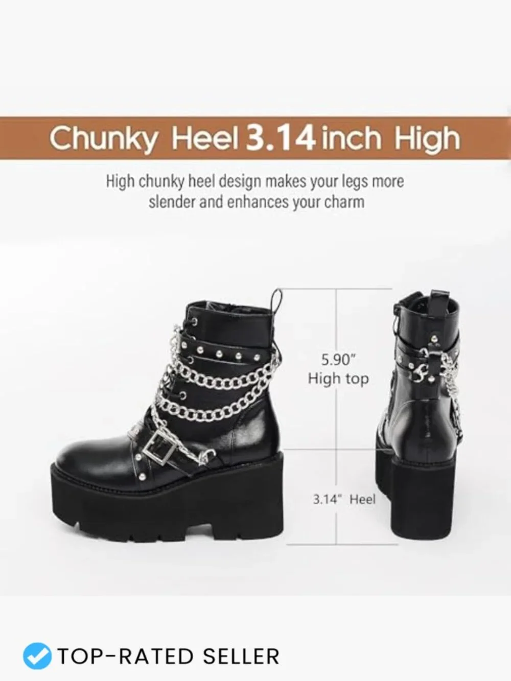 Chunky Platform Combat Ankle Booties Punk Goth Boots Women's Fashion Mid Calf - Picture 3 of 7